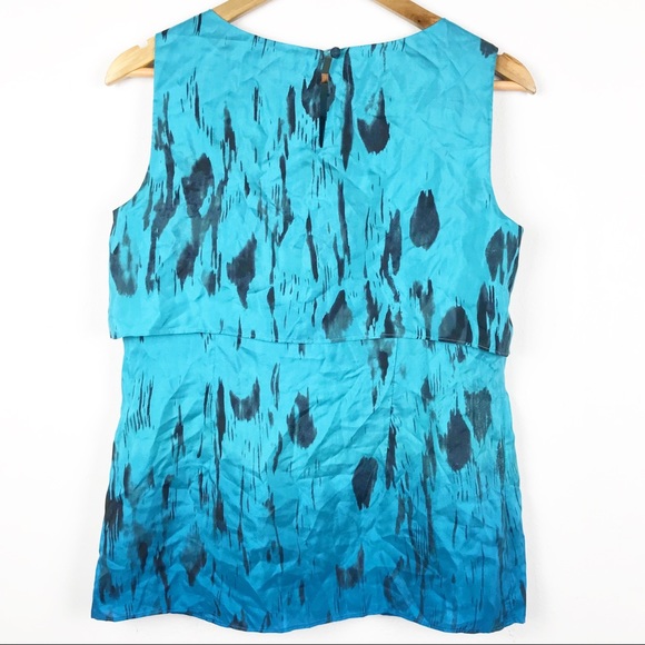 CAbi Silk Sleeveless Tiered Blue/ Black Om… - Picture 7 of 12
